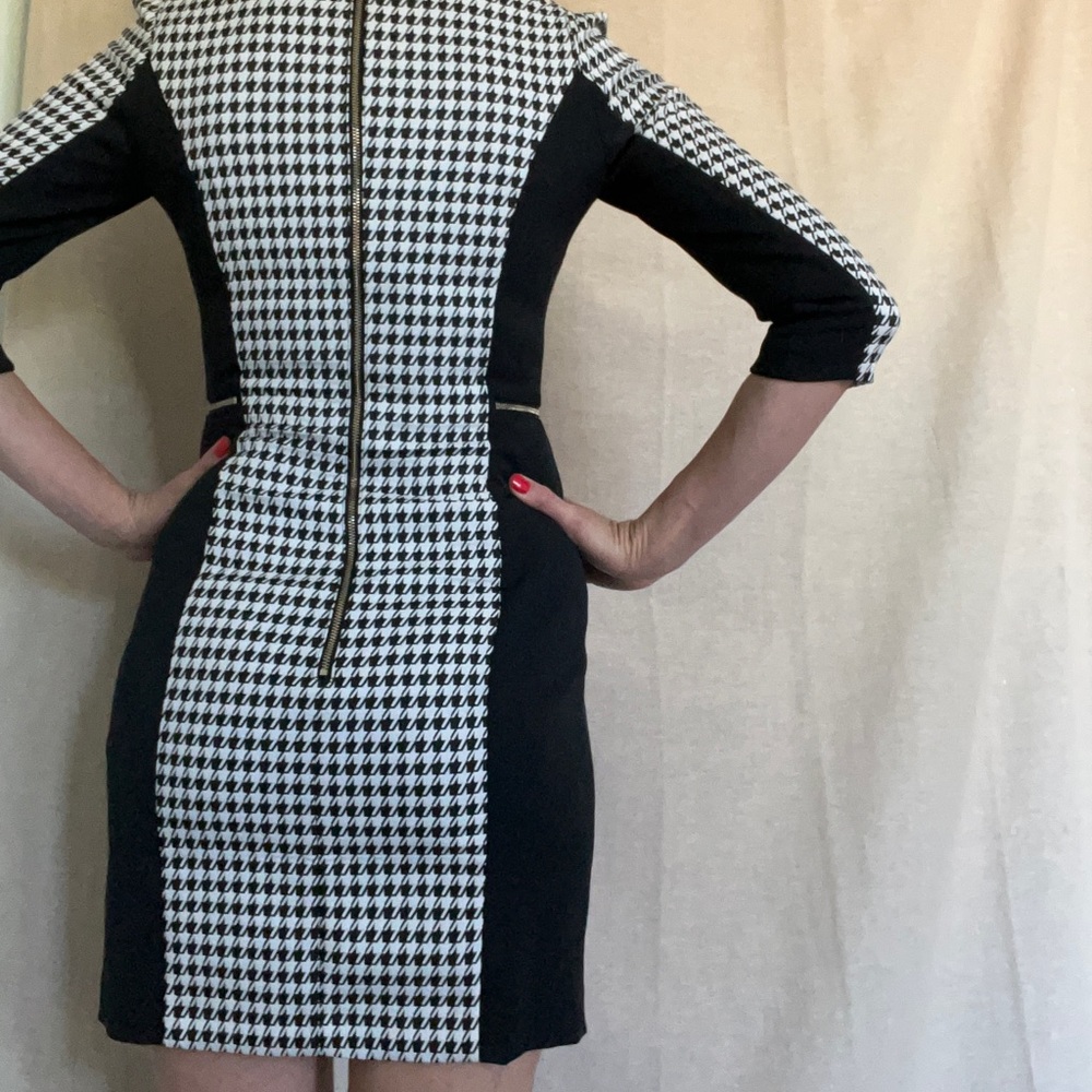 H&M cocktail dress 3/4 sleeve houndstooth print - Picture 9 of 9